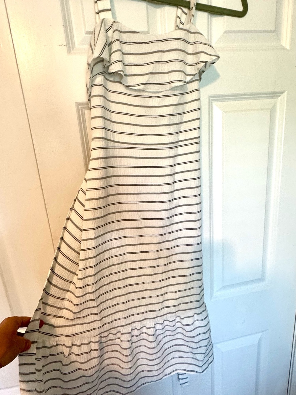 Banana Republic Factory White Dress with Black Stripes